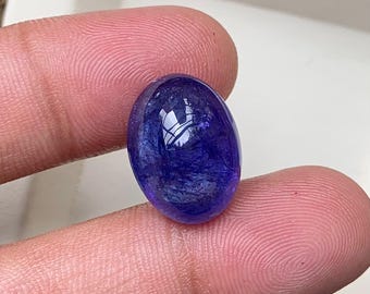 Królewski błękit tanzanitowy kaboszon, naturalny grudniowy kamień urodzeniowy, 16 ct