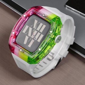 Clear Apple Watch Mod Kit: Polycarbonate Case, Rubber Strap