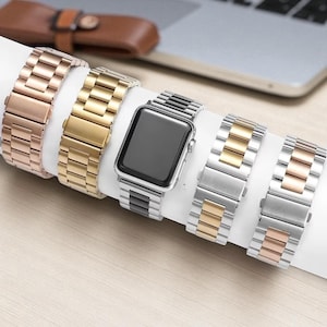 Stainless Steel Apple Watch Band: Series 1-9, SE, Ultra - Adjustable Link Bracelet