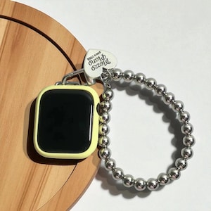 Apple Watch-band met metalen kraal en kast – past voor iWatch 4-8 SE van 38–49 mm – stijlvol bandaccessoire voor dames