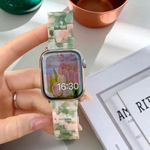 Luxury Resin Link Apple Watch Band: Stainless Steel Clasp