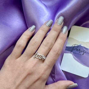 Cubic Zirconia LOVE Script Ring • Rhodium Plated 925 Sterling Silver