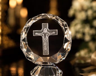 Engraved Cross Jesus Ornament - Souvenir for Baptism & Communion