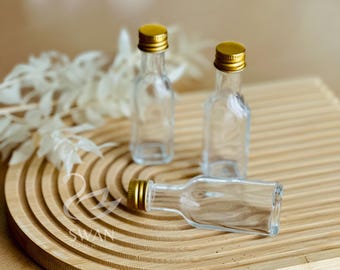 Confezione da 10 bottiglie di vetro da 16 ml per liquore con tappo dorato