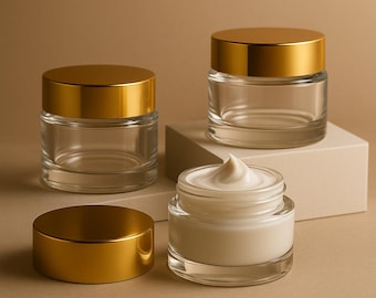 Barattolo di crema in vetro da 30 ml con coperchio in metallo / Contenitore cosmetico vuoto / Barattolo per lozione ricaricabile