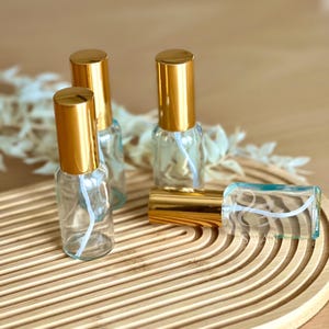 30ml Glass Spray Bottle Gold Lid – Refillable Perfume Atomizer for DIY Fragrance, Essential Oils