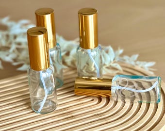 Confezione da 10 flaconi spray in vetro da 30 ml con tappo dorato - Atomizzatori di profumo ricaricabili