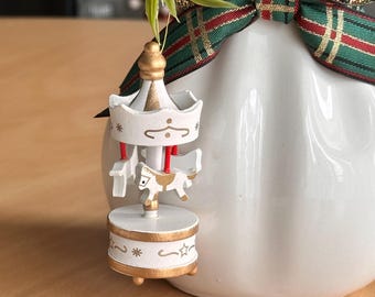 Confezione da 6 - Ornamenti a forma di giostra in legno dorato / Bomboniere per feste di bambini / Decorazioni natalizie / Pensierini per le feste