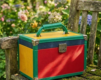 Colorful Cosmetic Bag Jewelry Box with Mirror – Retro Vintage Vanity Box