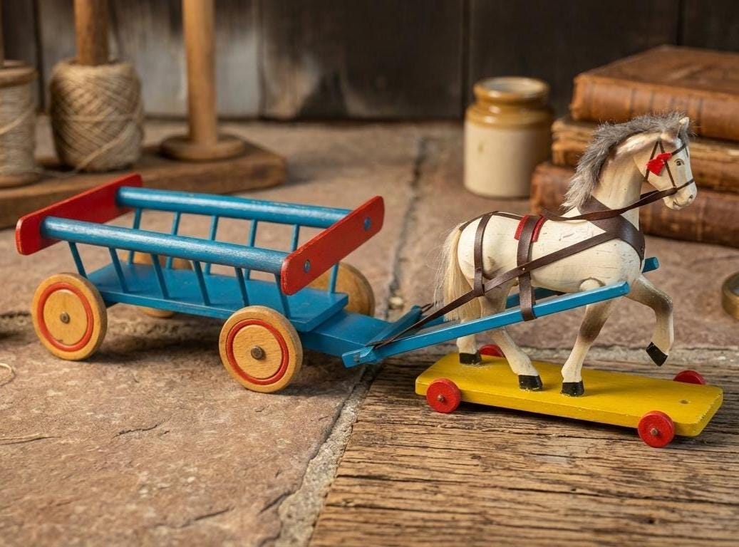 Antique toy pull horse - Etsy 日本