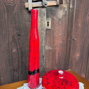 Conjunto de vasos de vidro de Murano – Vermelho com detalhes em preto, design pop art de meados do século XX