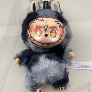 Rare Labubu - Black Labubu - Custom Labubu Figure – Hand-Painted Labubu – Tattoo Labubu– Fantasy Collectible Gift - Unique Labubu Doll