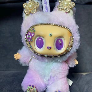 Rhinestone Labubu Plush Doll: Hand-Decorated Fantasy Art Toy
