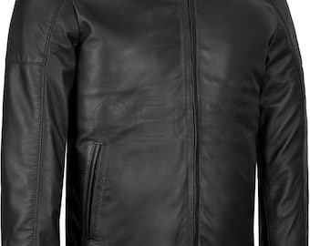 Handmade Black Leather Biker Jacket: Slim Fit Moto Racing Winter Jacket