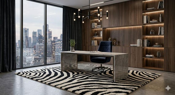 Zebra Print Area Rug Black White Modern Rug Handmade Tufted Carpet Living Room Rug Luxury Designer Rug Contemporary Floor Carpet