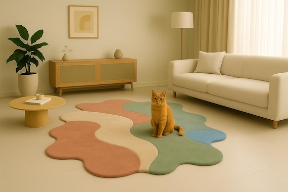 Pastel Dream Wool Rug: Unique Handmade Art for Any Room