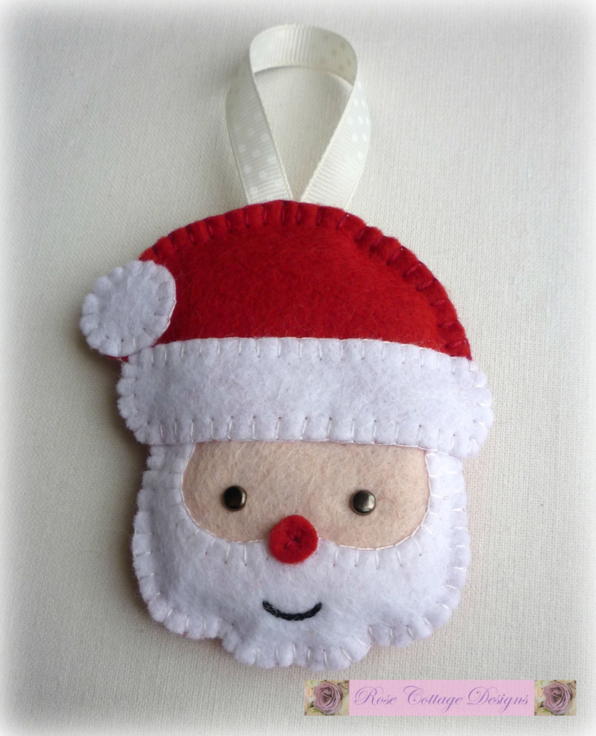 3 Felt Santa Handmade Ornaments - Etsy