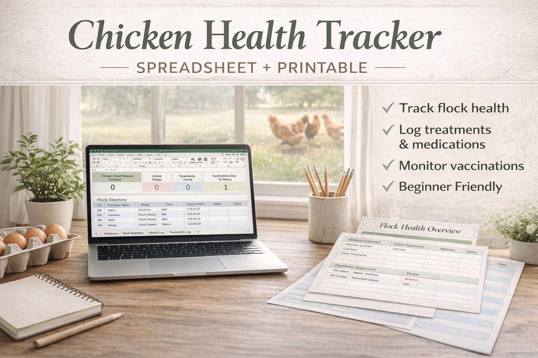 Chicken Health Tracker Spreadsheet | Flock Care Log, Treatment ...