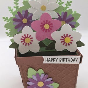 Pop Up Flower Pot Card For All Occasions - White Flowers