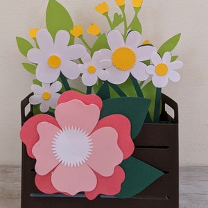 Pop Up Daisy Flower Crate Card blank for all occasions