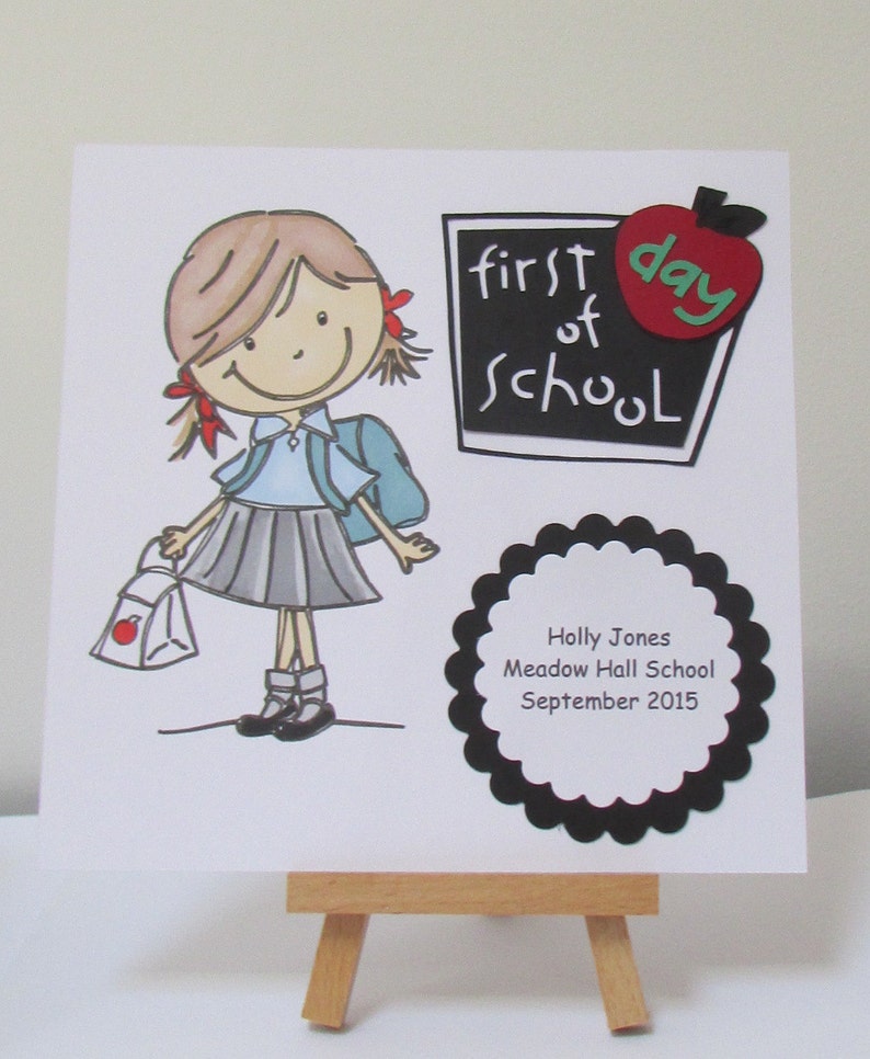Personalised First Day at School Card for A Girl Etsy UK
