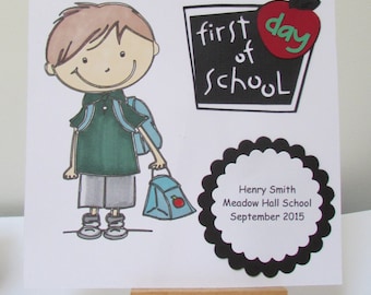 Boys Personalised First Day At School Card