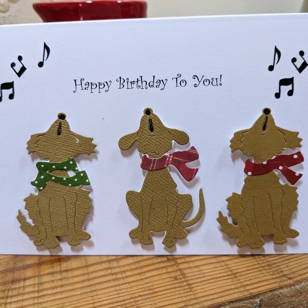Carte Joyeux anniversaire chiens chantants