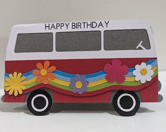 Mini Happy Birthday Hippie Camper Van Card