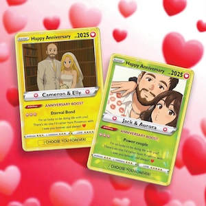 Custom Anime Couple Anniversary Card: Personalized Trading Card Keepsake