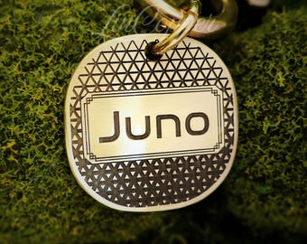 Personalized Dog Tag • Deep Engraved Pet ID • Brass • Luxury Pet Gift