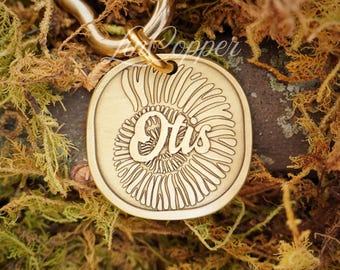 Ocean Nautilus Dog Tag • Deep Engraved Pet ID • Vintage Summer Brass • Bespoke Pet Gift
