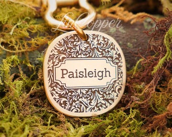 Placa de identificación vintage personalizada • Identificación de mascota grabada • Latón • Regalo de lujo para mascotas