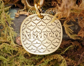 Pineapple Dog Tag • Deep Engraved Pet ID • Vintage Tropical Brass • Bespoke Pet Gift