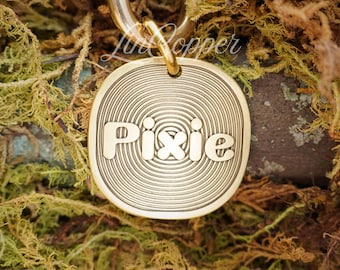 The Core Dog Tag • Deep Engraved Pet ID • Vintage Brass • Bespoke Pet Gift