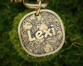 Placa de identificación de limón • Grabado profundo • Latón vintage • Regalo personalizado para mascotas