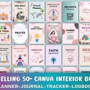 Planner Bundle 50+ Canva, Digital Planning Templates, Editable Journals, DIY Organizer, Productivity Tools, Customizable
