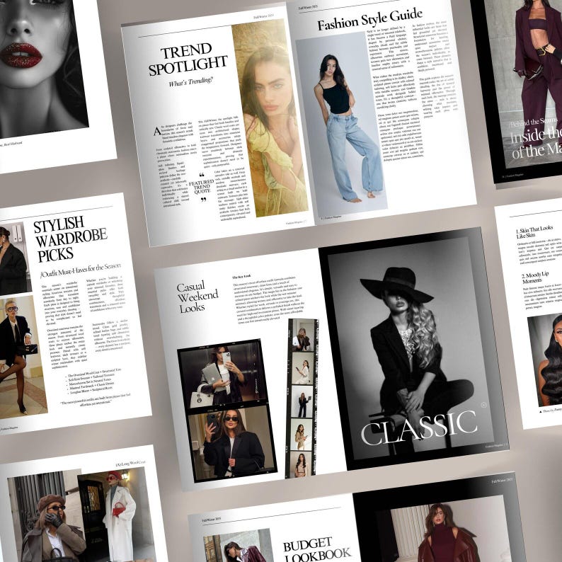 Editable Fashion Magazine Template Canva, Luxury Magazine Layout, A4 US ...