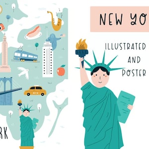 Hand Drawn New York City Map Art Print: NYC Travel Decor