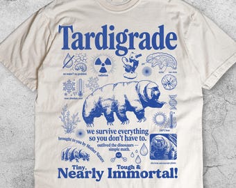 Tardigrade Vintage Science T-Shirt, Retro Biology Graphic Tee, Water Bear Microbiology Shirt, Geek Lab Humor Top, STEM Nerd Gift