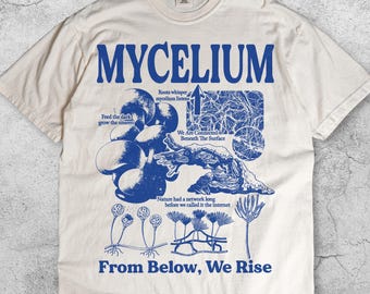 Mycelium Vintage T-Shirt, Fungal Network Graphic Tee, Mushroom Biology Diagram, 90s Forest Ecology, Underground Hyphae Natural Science Shirt