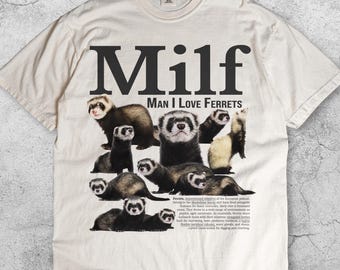 フェレット大好きマン ヴィンテージTシャツ、面白い動物ミームグラフィックTシャツ、レトロなペット愛好家シャツ、ユーモアのある野生動物のジョークギフト、ユニセックス90年代Y2Kスタイルトップス