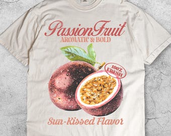 Retro Passion Fruit Commercial T-Shirt, Vintage Tropical Fruit Tee, Farmers Market Inspired Shirt, Retro Streetwear Top, 90s Aesthetic