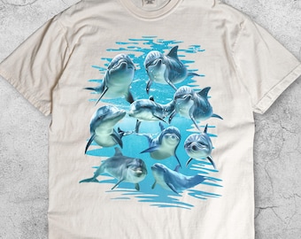 90s Dolphin Graphic Tshirt, Ocean Life Tee, Dolphin Lovers Gift