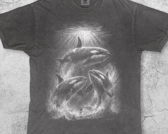 Killer Whales Vintage T-Shirt, Retro Marine Life Orca Graphic Tee, Ocean Wildlife Shirt, Sea Creature Y2K Top, Naturecore Aquatic Lover Gift