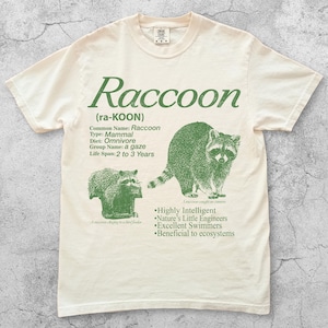 Vintage Raccoon Infographic T-Shirt, 90s Trash Panda Graphic Tee, Retro Wildlife Nature Cozy Shirt, Forest Creature Gift, Funny Unisex Top