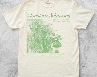 Monstera Adansonii vintage shirt, T-shirt Zwitserse kaasplant blad kamerplant, grafisch retro collectors T-shirt, uniseks plantenliefhebber cadeau