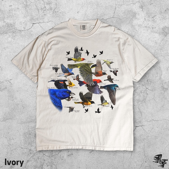Bird Migration Vintage Graphic T-Shirt, Retro Nature Wildlife Tee, Flying Birds Art Shirt, Ornithology Lover Gift, Naturecore Aesthetic Top