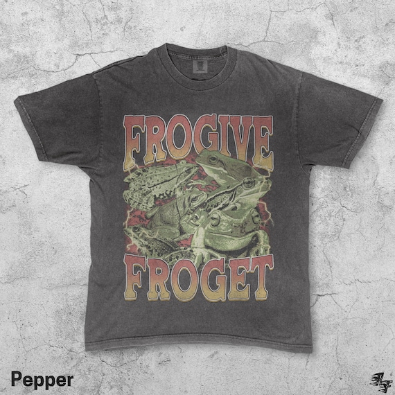 Frogive Froget Vintage Frog T-Shirt, Funny Meme Animal Graphic Tee, 90s Y2k Retro Shirt, Amphibian Art, Aesthetic Unisex Streetwear Gift