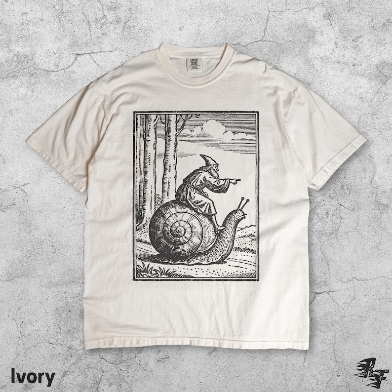 Retro Medieval Snail Rider T-Shirt, Vintage 90s Renaissance Fantasy Tee, Mythical Creature Shirt, Funny Medieval Art Top, Y2K Grunge Gift