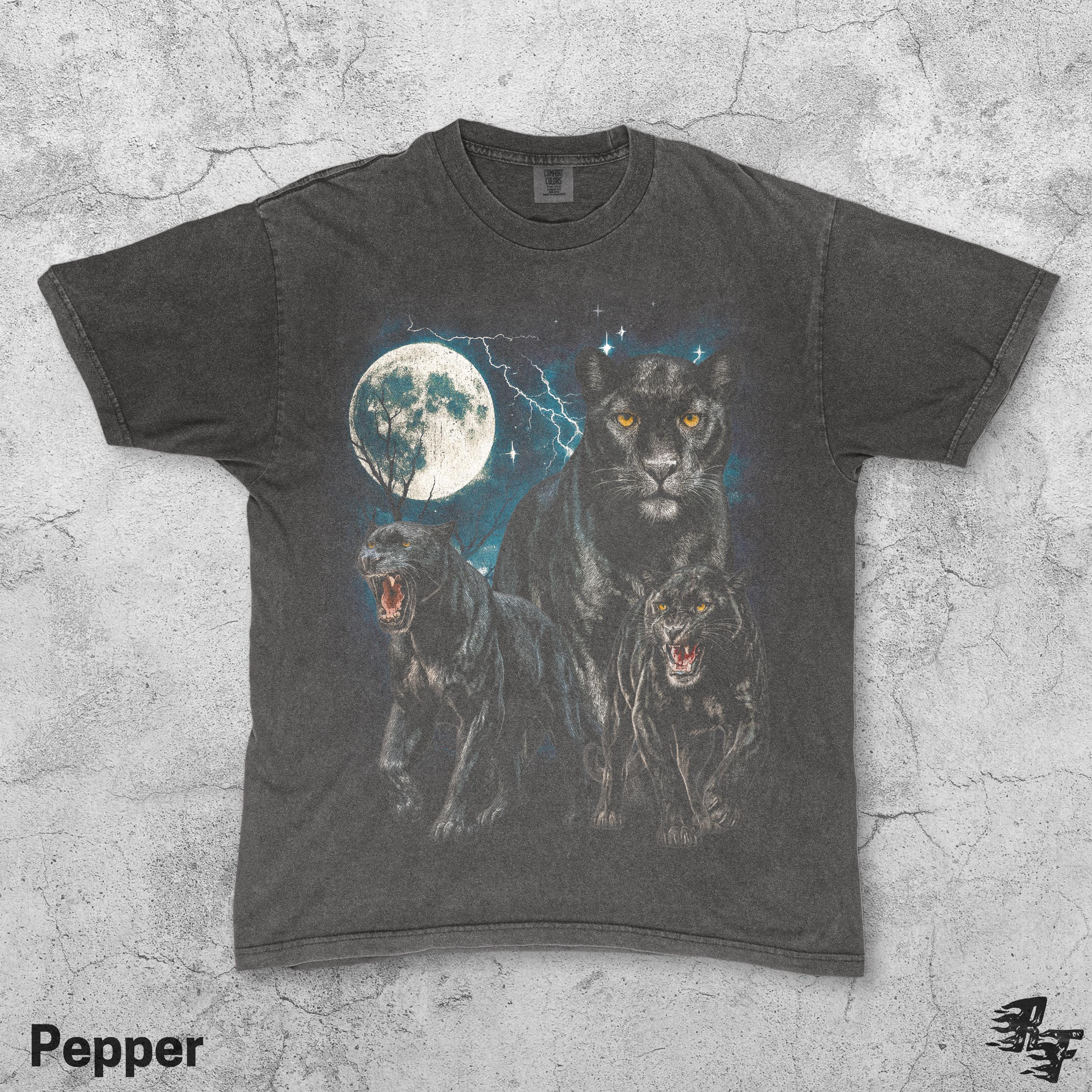 Black Panther Moon Vintage 90s T-shirt, Jungle Cat Retro Shirt 